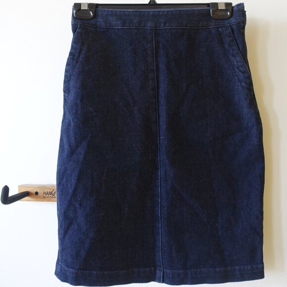 BR Banana Republic jean denim stretch pencil dark blue skirt 0 XS - Picture 1 of 16